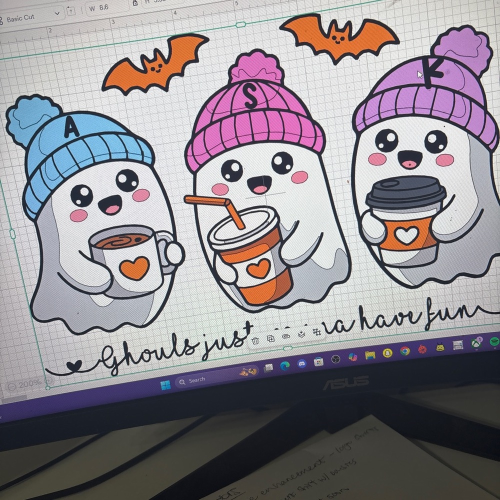 Customizable: Cute Ghost Design with Blue and Pink Accents sticker
